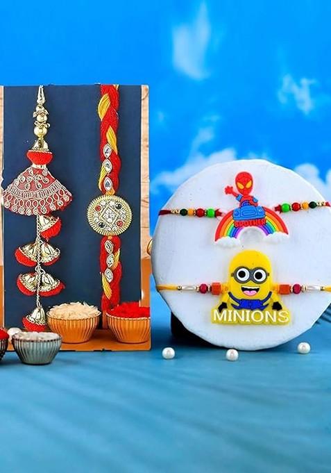 7 Pcs Pooja Thali With Greeting Card And Roli Chawal Rakhi Gift Set