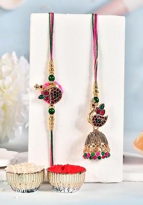 Set Of 2 Rakhi With Fridge Magnet