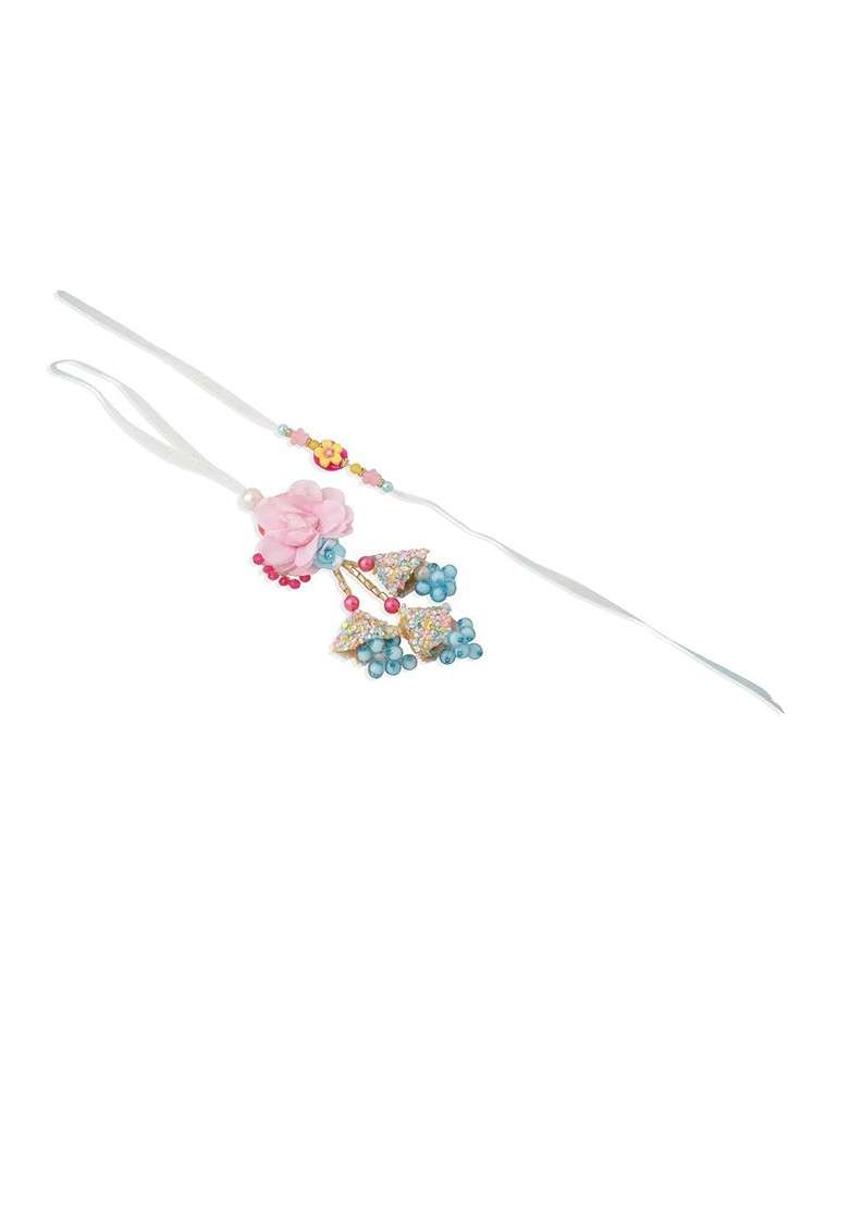 Set Of 2 Multicolor Artificial Beads Floral Design Bhaiya Bhabhi Rakhi Combo - Indya