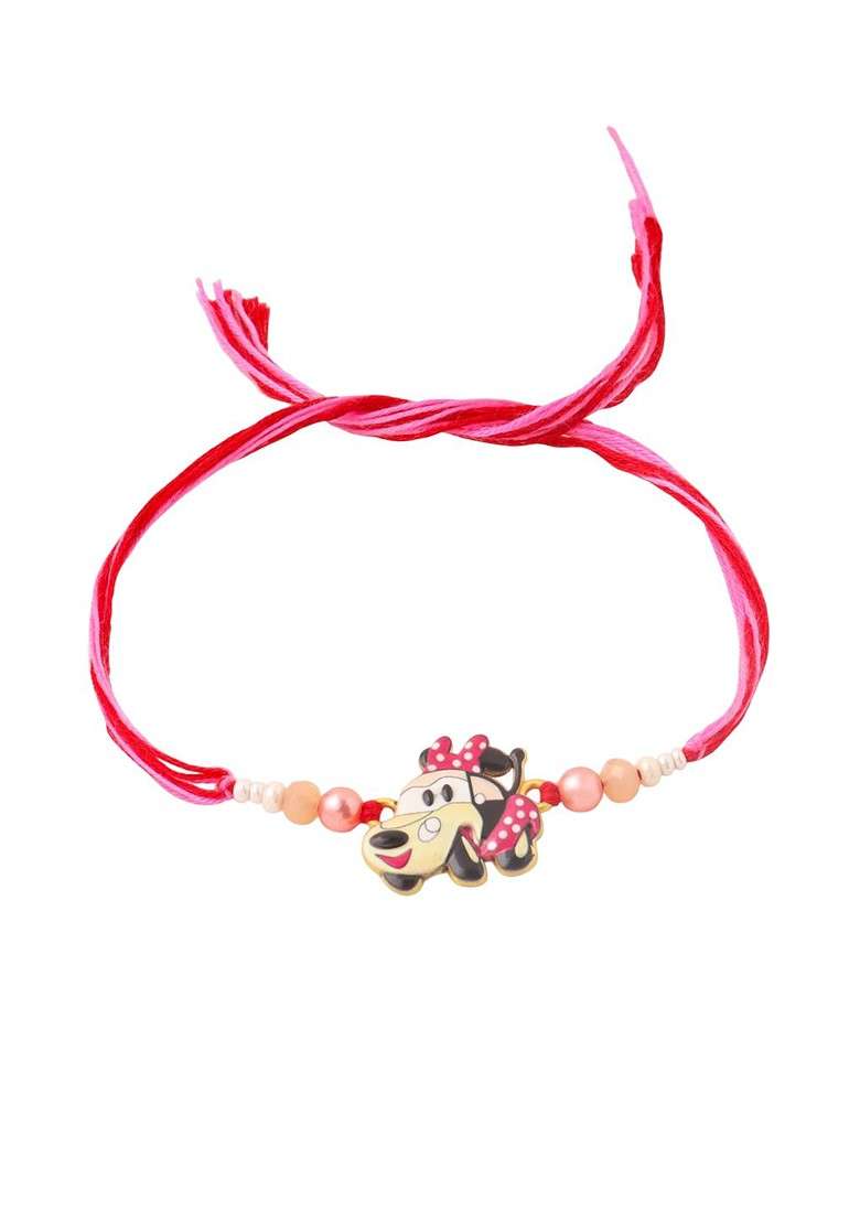 Stylish Red Cartoon Character Kids Rakhi With Roli Chawal Chandan And Mishri - Indya
