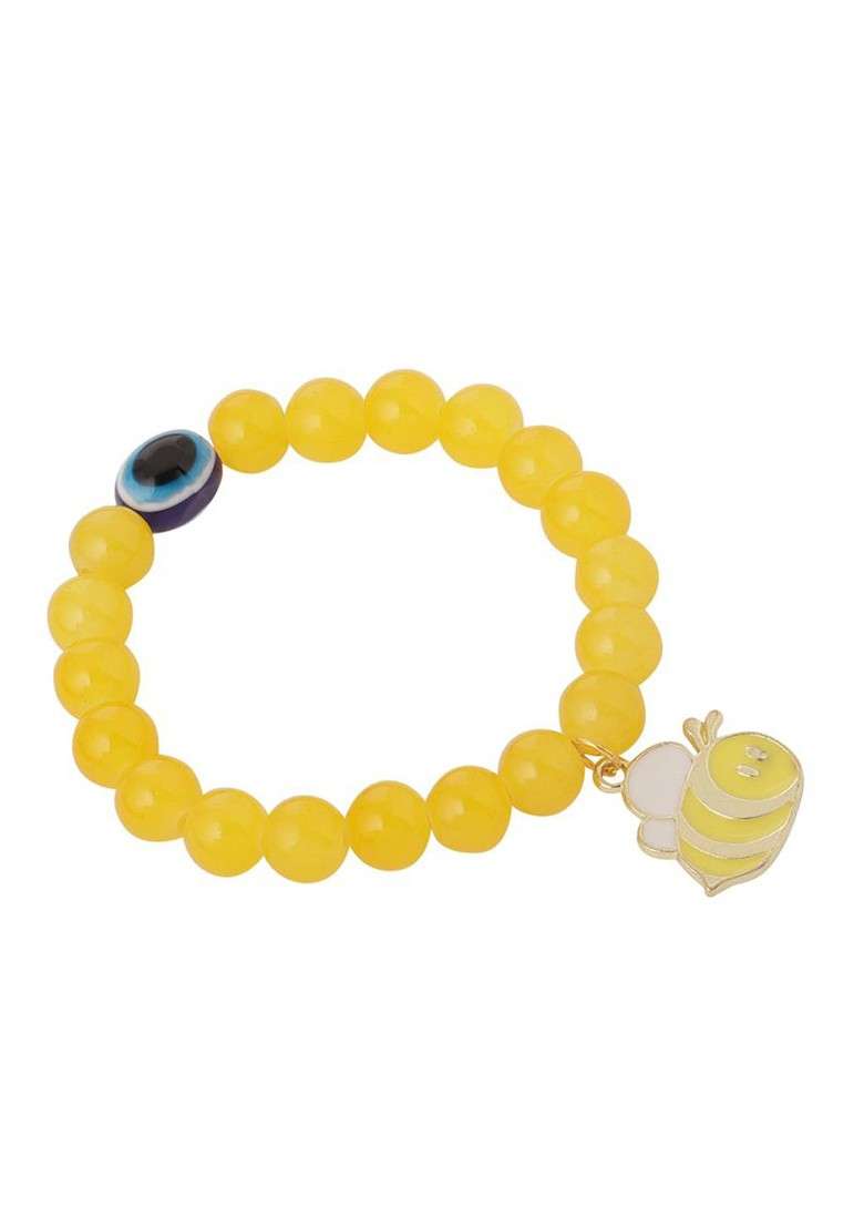 Kids Cartoon Design Yellow Artificial Beads Thread Rakhi With Roli Chawal - Indya