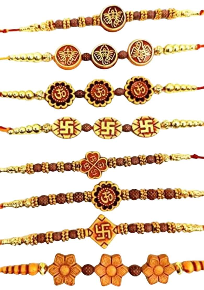 Set Of 8 Bhaiya And Bhabhi Rakhi Gift Set - Indya