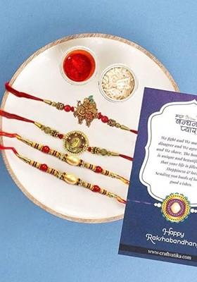 Set Of 4 Peacock And Krishna Brother And Bhabhi Rakhi Combo