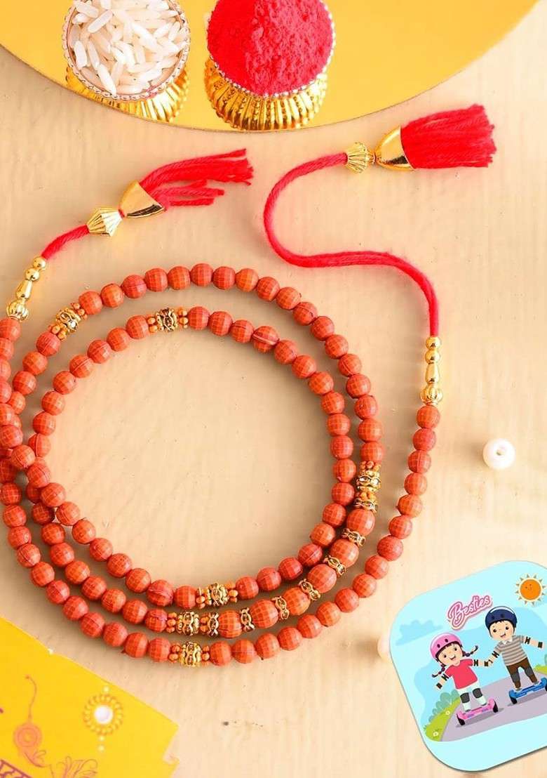 Rudraksh Rakhi With Tilak Set And Fridge Magnet - Indya