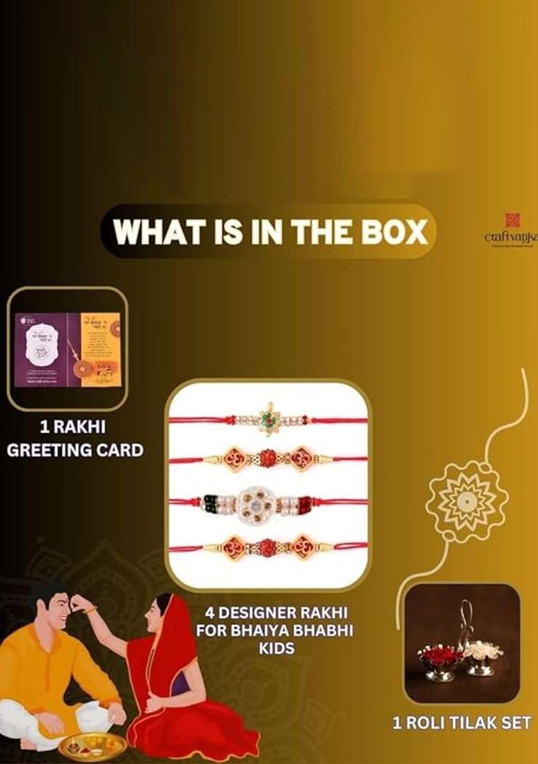 Set Of 4 Brother And Bhabhi Rakhi Set - Indya