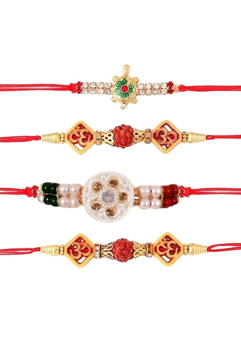Set Of 4 Brother And Bhabhi Rakhi Set - Indya