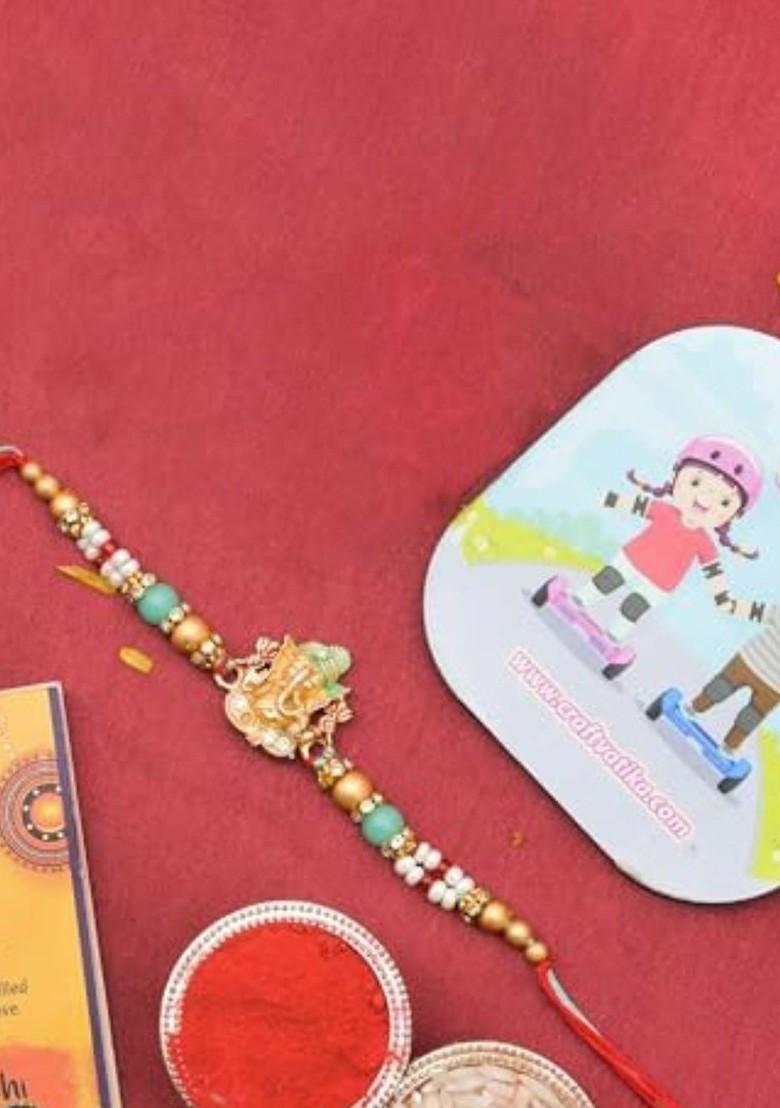 Boys Ganesh Rakhi With Fridge Magnet Gift Set - Indya