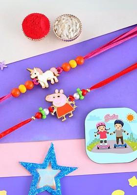 Kids Set Of 2 Magnet With Rakhi Gift Set