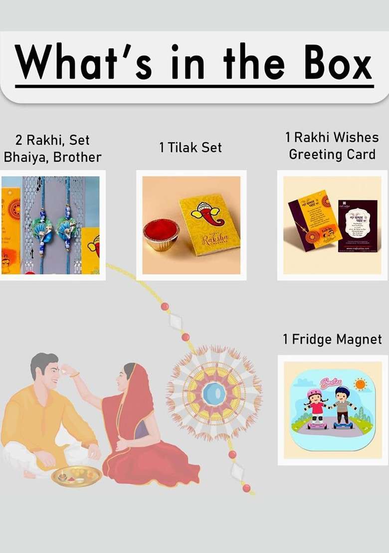 Set Of 2 Magnet Rakhi Gift Set - Indya
