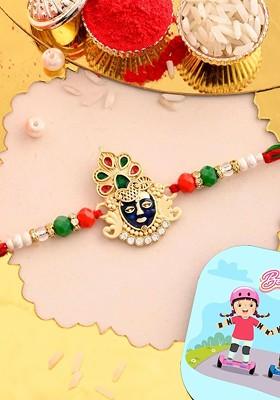 Rakhi With Greeting Card And Fridge Magnet Gift Set