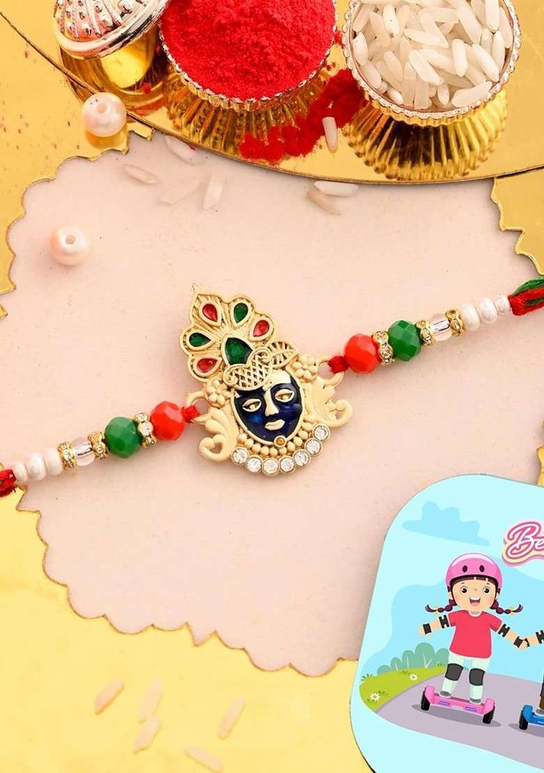 Rakhi With Greeting Card And Fridge Magnet Gift Set - Indya