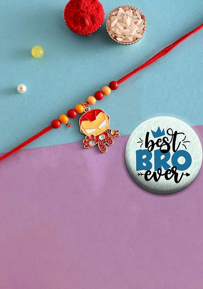 Cartoon Beaded Rakhi With Fridge Magnet And Roli Tilak - Indya