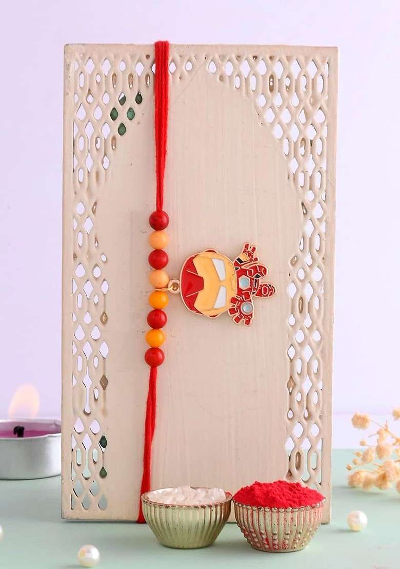 Cartoon Beaded Rakhi With Fridge Magnet And Roli Tilak - Indya