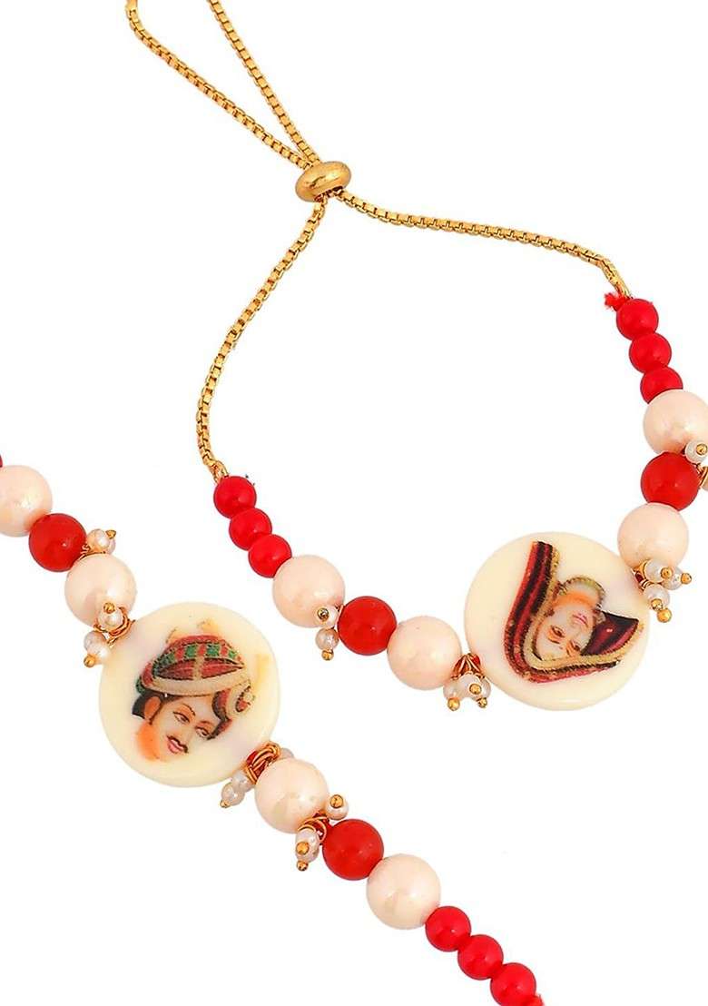 2 Pcs Bhaiya Bhabhi Rakhi With Fridge Magnet And Roli Tilak - Indya
