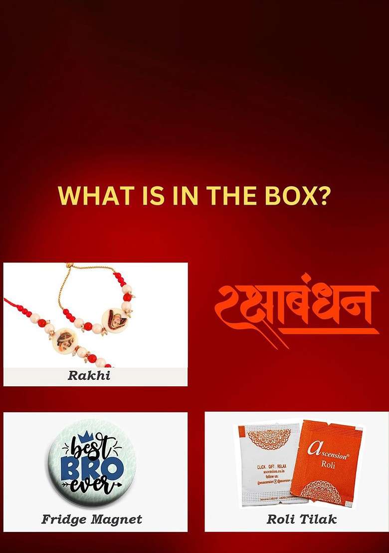 2 Pcs Bhaiya Bhabhi Rakhi With Fridge Magnet And Roli Tilak - Indya