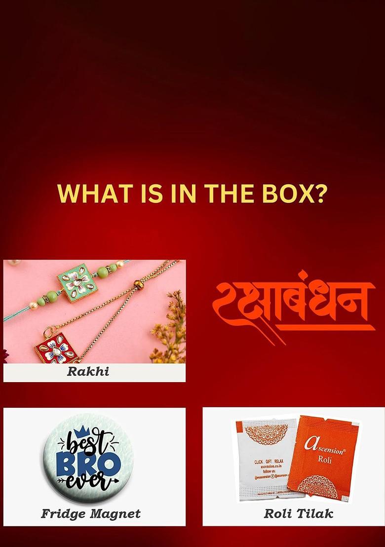 2 Pcs Bhaiya Bhabhi Rakhi With Fridge Magnet And Roli Tilak - Indya
