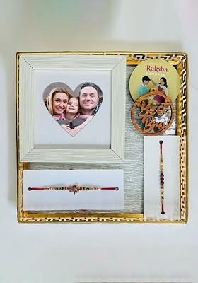 Set Of 8 Rakhi With Key Chain Photo Frame And Fridge Magnets