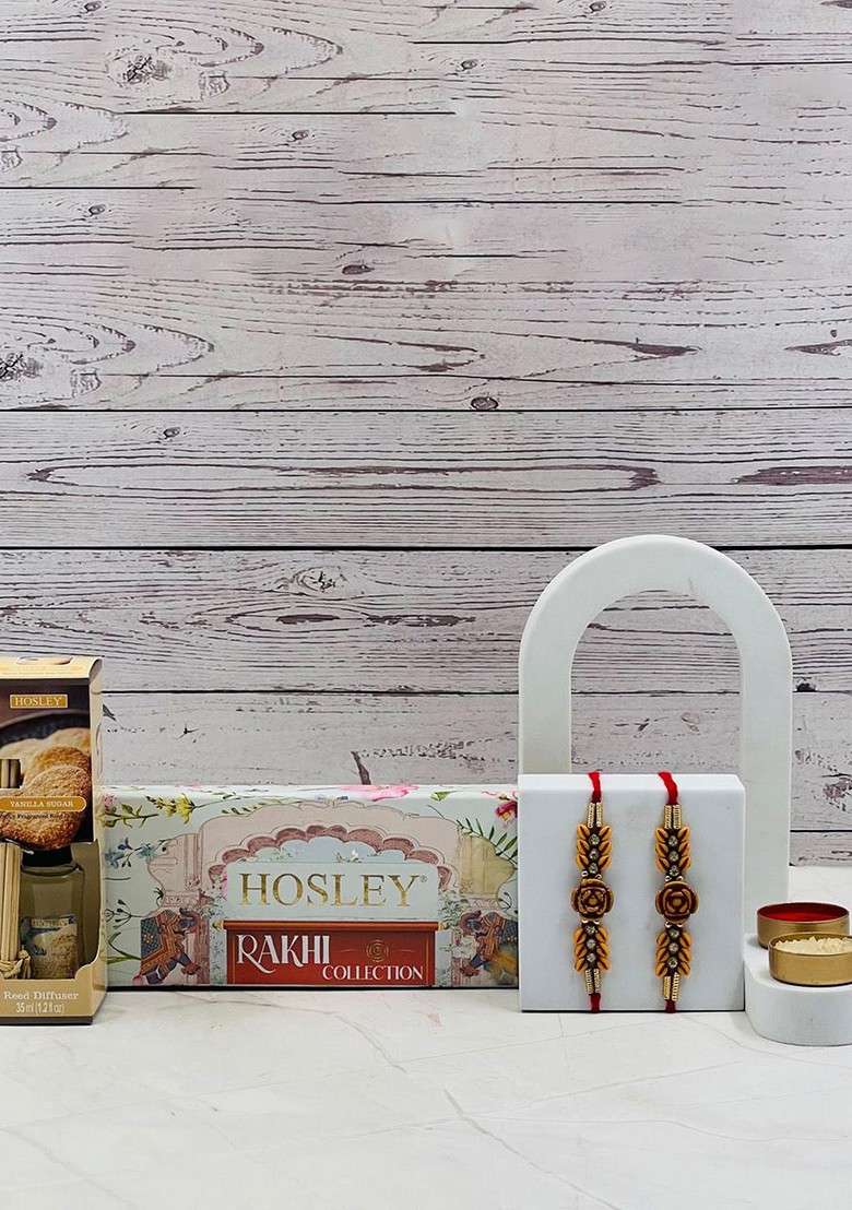 Set Of 2 Rakhi With Vanilla Sugar Reed Diffuser 35Ml Gift Set - Indya