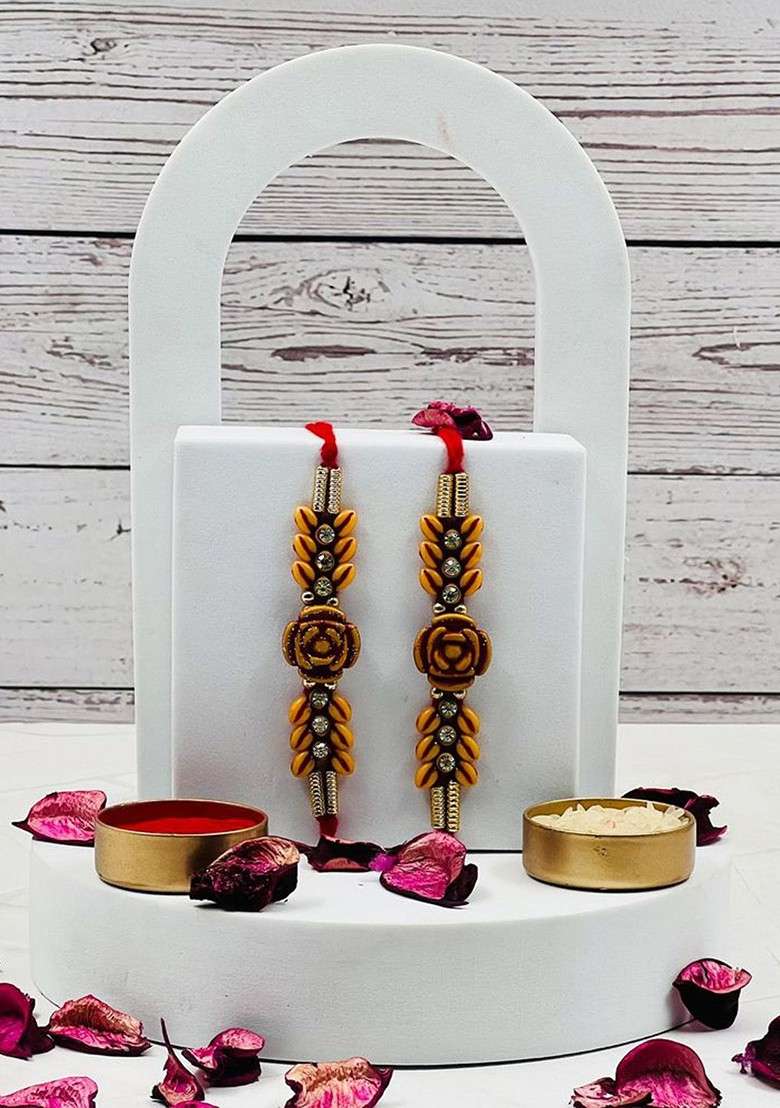 Set Of 2 Rakhi With Vanilla Sugar Reed Diffuser 35Ml Gift Set - Indya