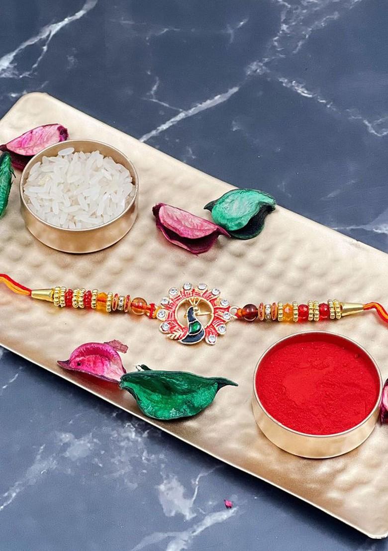 Set Of 6 Glass Candle With Rakhi Gift Set