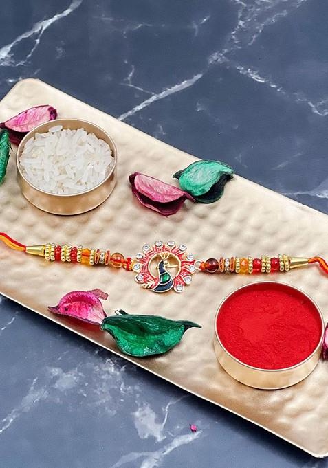 Set Of 6 Glass Candle With Rakhi Gift Set