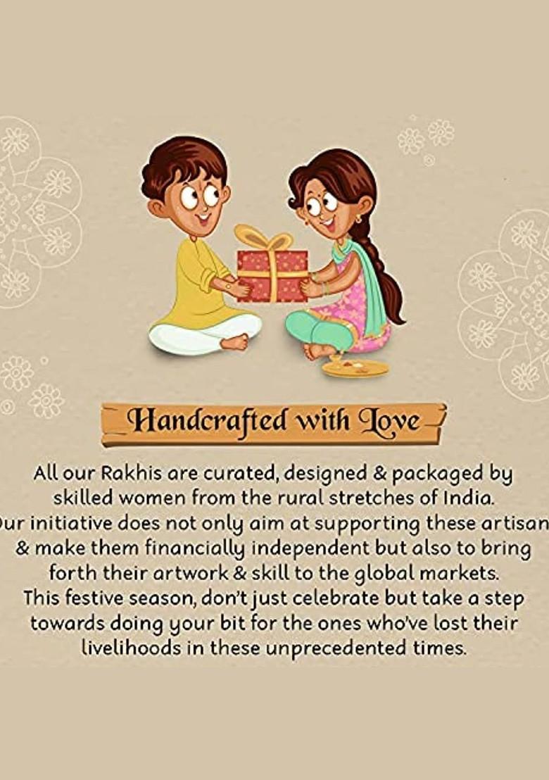 Kundan Studded Bhaiya Bhabhi Rakhi And Watch Charm - Indya