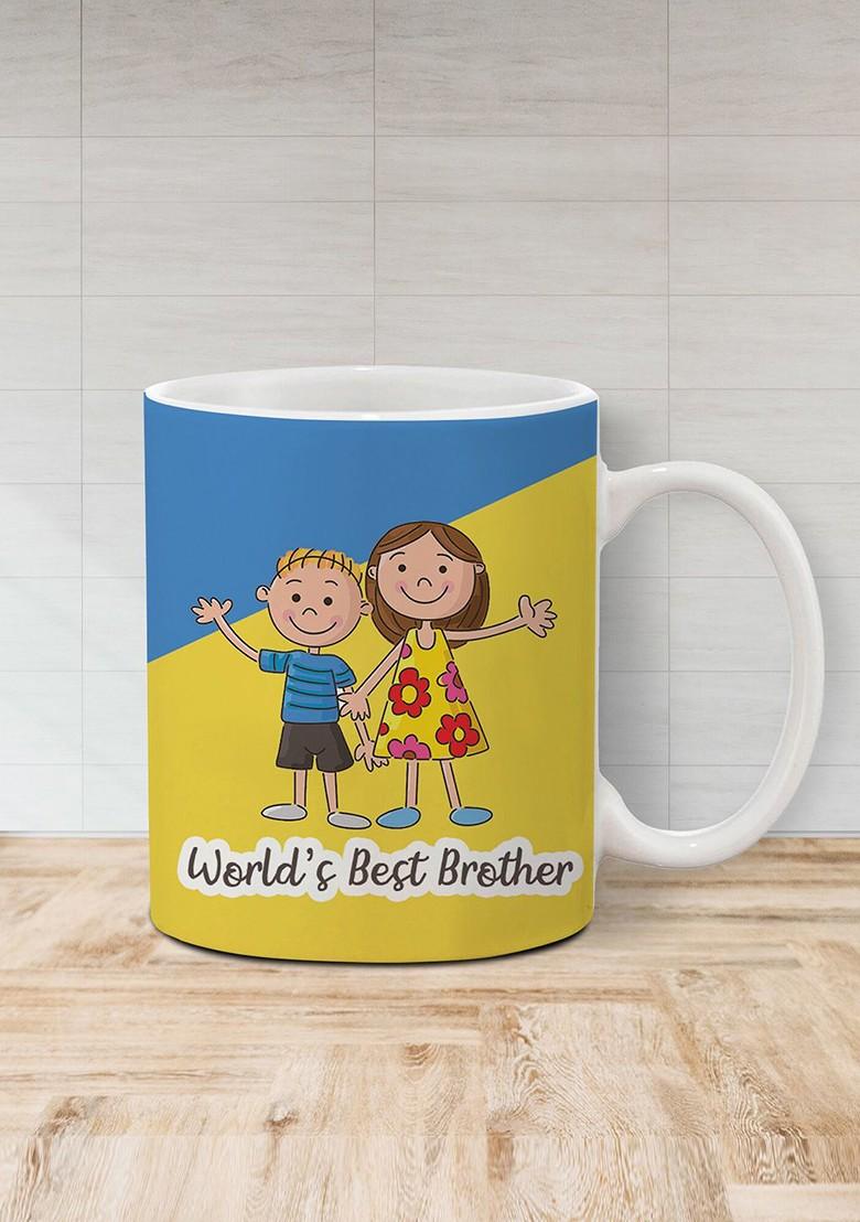 Stone Studded Rakhi And Printed Ceramic Mug Gift Set