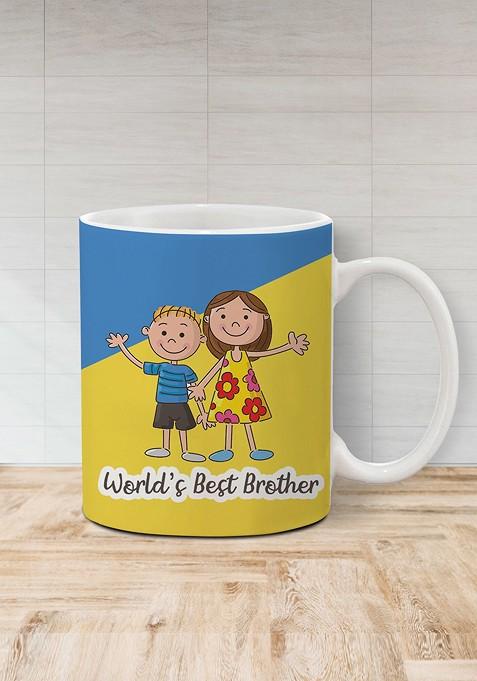 Stone Studded Rakhi And Printed Ceramic Mug Gift Set