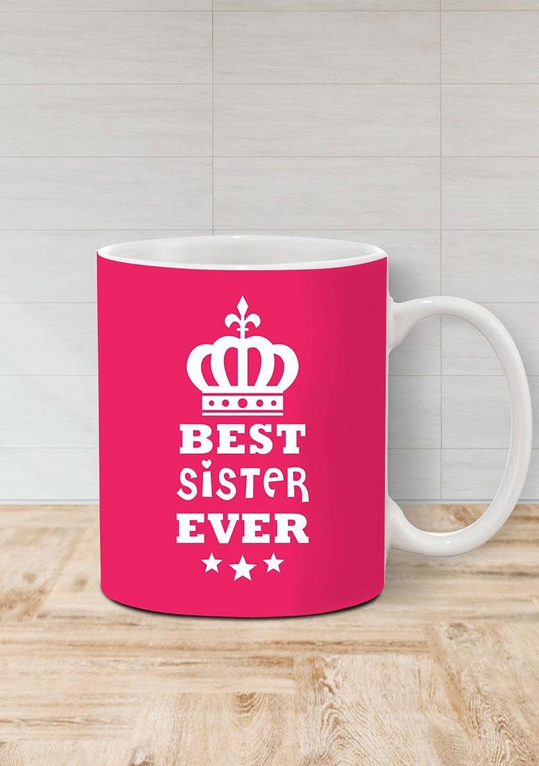 Stone Studded Rakhi And Printed Ceramic Mug Gift Set