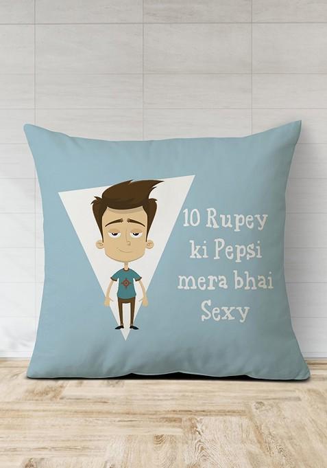 Stone Studded Rakhi And Printed Cushion Gift Set