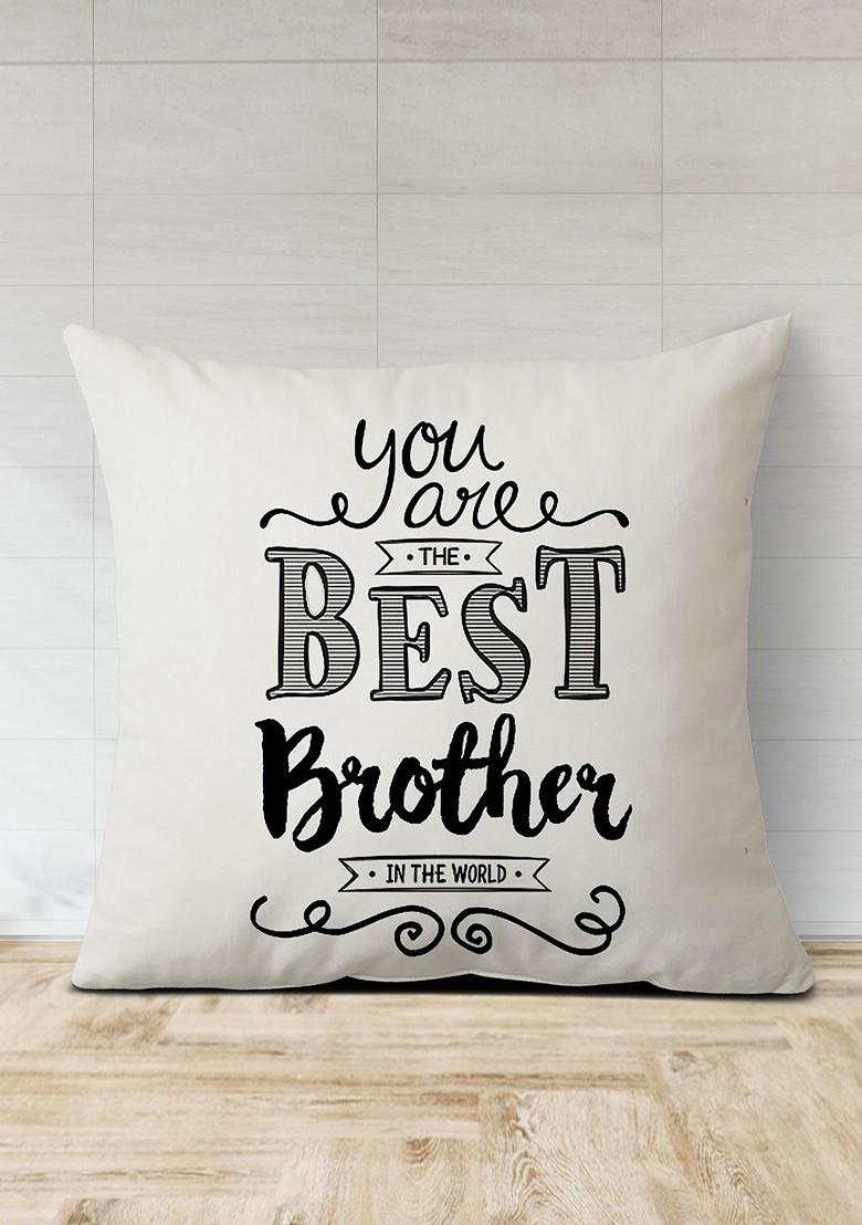 Stone Studded Rakhi And Printed Cushion Gift Set