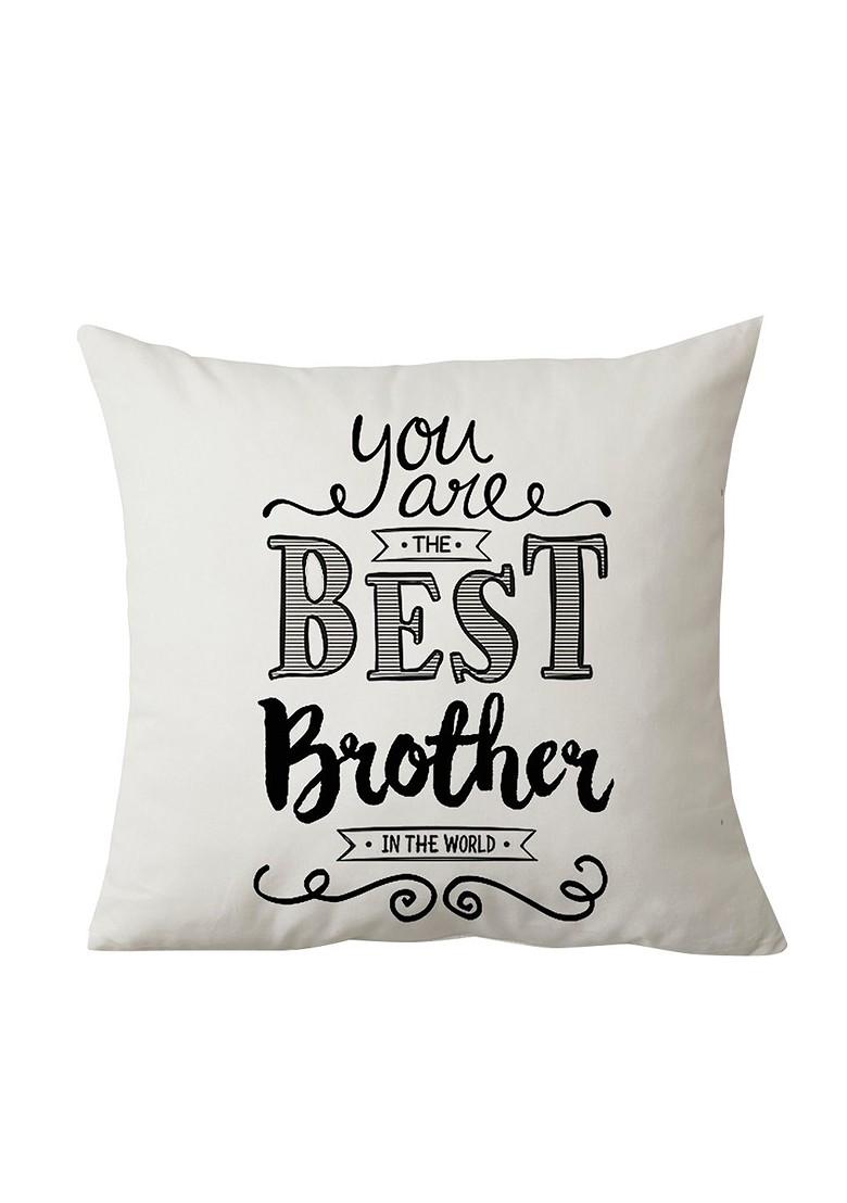 Stone Studded Rakhi And Printed Cushion Gift Set