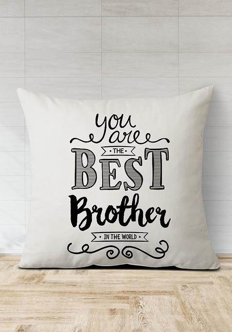 Stone Studded Rakhi And Printed Cushion Gift Set