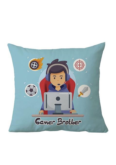 Stone Studded Rakhi And Cushion Gift Set