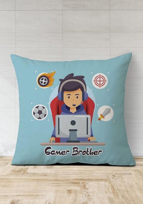 Stone Studded Rakhi And Cushion Gift Set