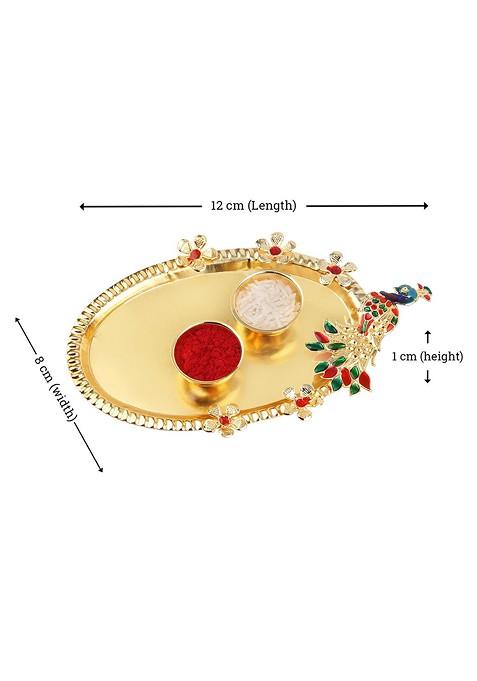 Set Of 2 Rakhi With Pooja Thali