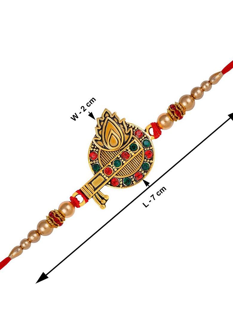 Set Of 2 Bhaiya Bhabhi Rakhi With Roli Chawal Greeting Card Pooja Thali