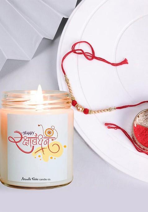 Fables Rakhi Gift Set With Grape Scented Candle