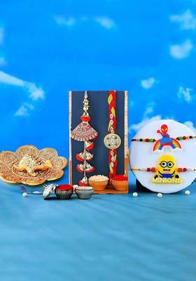 5 Pcs Tortoise Showpiece With Greeting Card And Roli Chawal Rakhi Gift Set