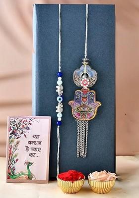 Set Of 2 Krishna And Peacock Brother And Bhabhi Rakhi Set