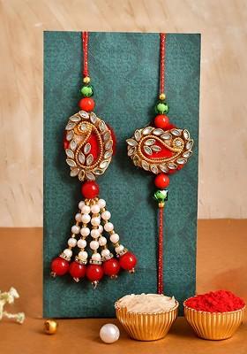 Unisex Set Of 2 Bhaiya Bhabhi Rakhi Gift Set