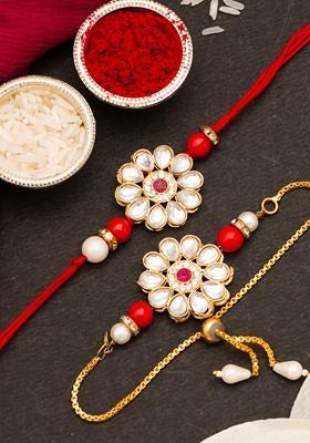 Unisex Set Of 2 Designer Floral Rakhi