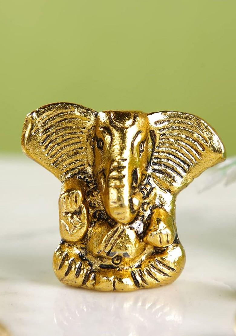 5 Pcs Lord Ganesh Showpiece With Greeting Card And Roli Chawal Rakhi Gift Set - Indya