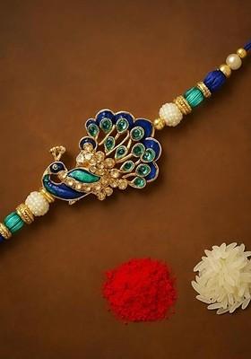 Kids Peacock Rakhi Combo With Greeting Card