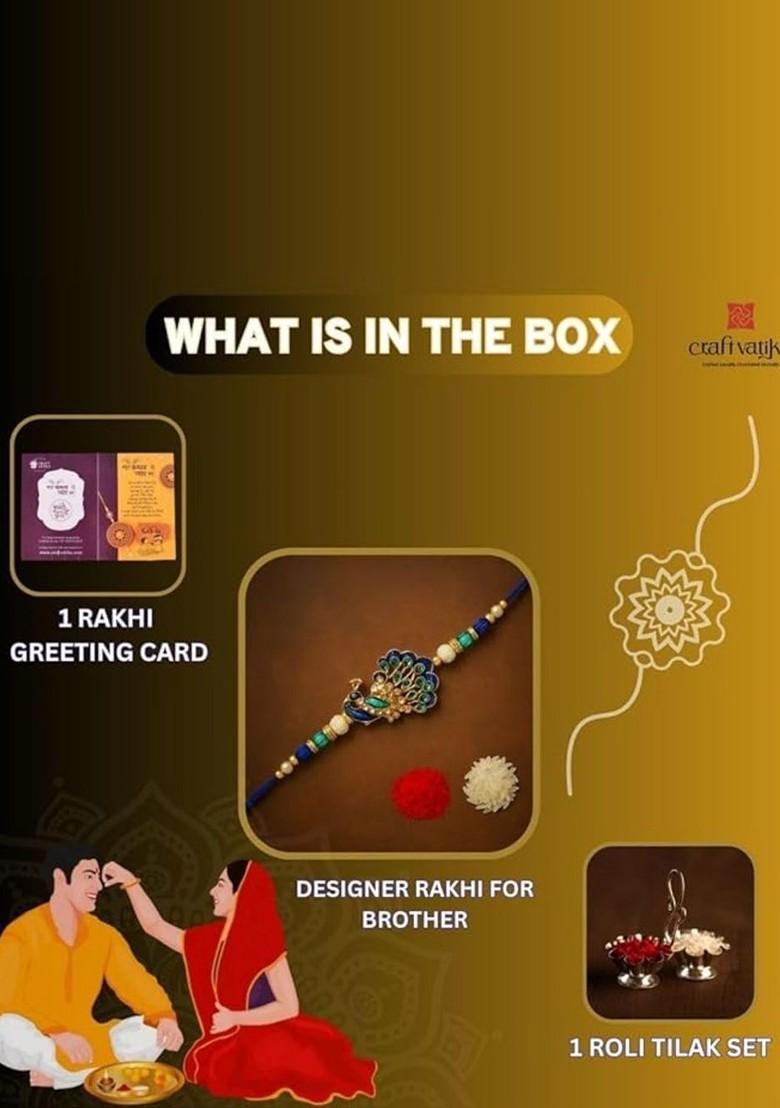 Kids Peacock Rakhi Combo With Greeting Card - Indya