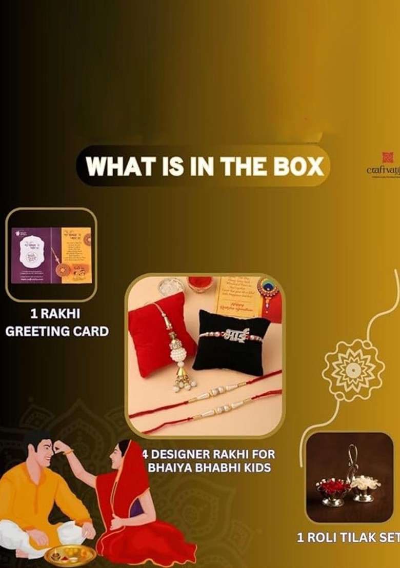 Set Of 4 Brother And Bhabhi Raksha Bandhan Rakhi Gift Set - Indya