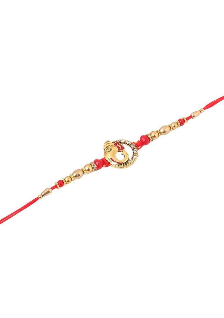 Set Of 2 Religious Designer Ganesh Ji Bhaiya Bhabhi Rakhi With Roli Chawal