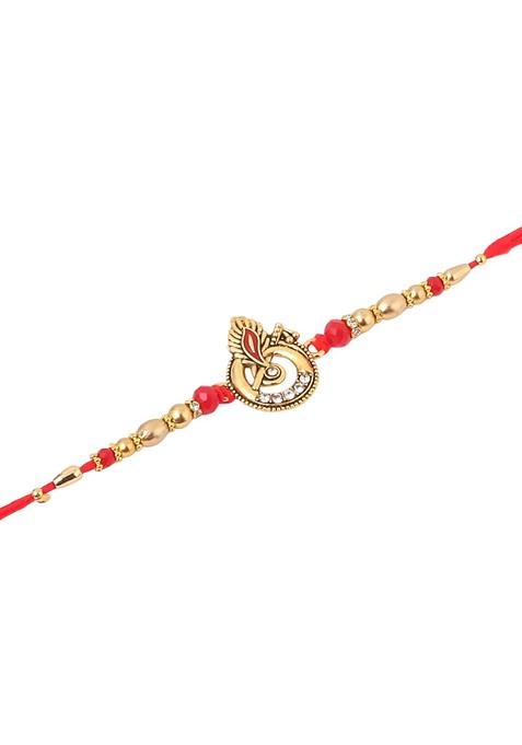 Set Of 2 Religious Designer Ganesh Ji Bhaiya Bhabhi Rakhi With Roli Chawal