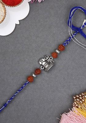 Traditional Ethnic Shiv Rakhi With Roli Chawal And Greetings Card