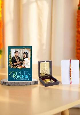 Golden Peacock 3Pcs Rakhi Gift Set
